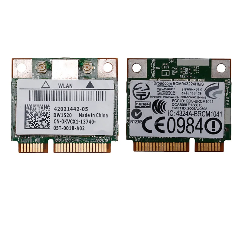BCM943224HMS DW1520 Двухдиапазонная Беспроводная AGN Half MINI PCI E Wi Fi карта для DELL|Платы