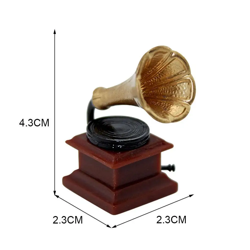

1/12 Dollhouse Miniature Accessories Mini Retro Phonograph Model Toys Furniture Simulation For Dollhouse Decoration C6L8