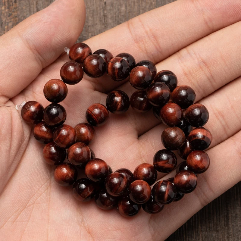 

Wholesale Natural Stone Beads Red Tiger Eye Round Loose Beads Needlework for Jewelry Making DIY Bracelet Necklaces 4 6 8 10 12mm