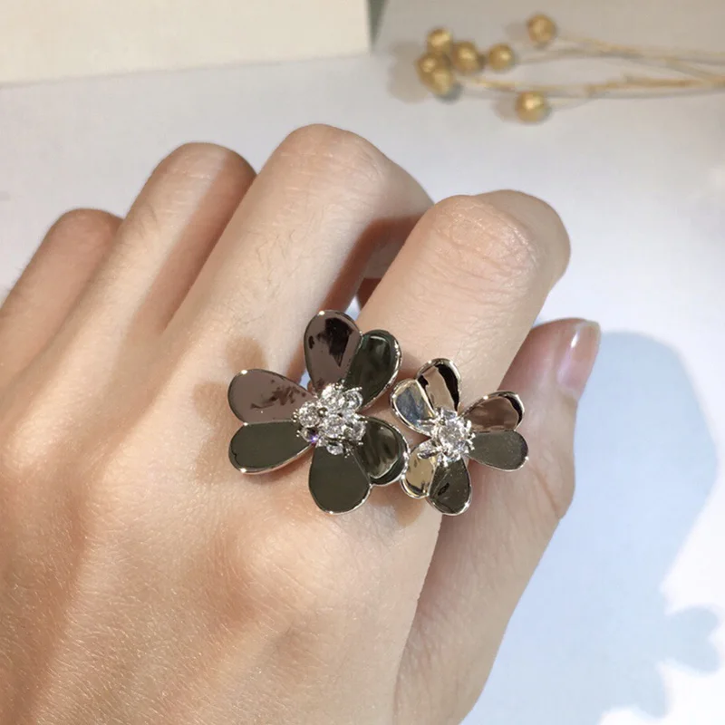 Одежда высшего качества Модные Установка AAA + CZ Кристаллы Кольцо “Цветок” с