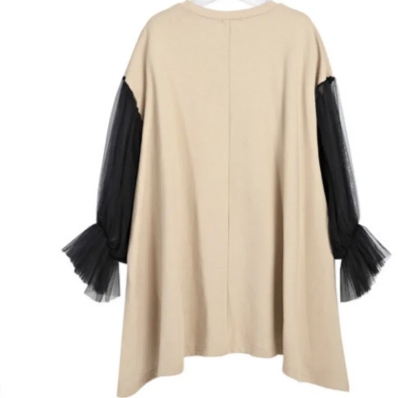 

XUXI Summer Autumn 2020, Women's Plus Size Clothing, Asymmetrical Dress,Letter Print,Irregular Blouse Dresses Loose FZ2972