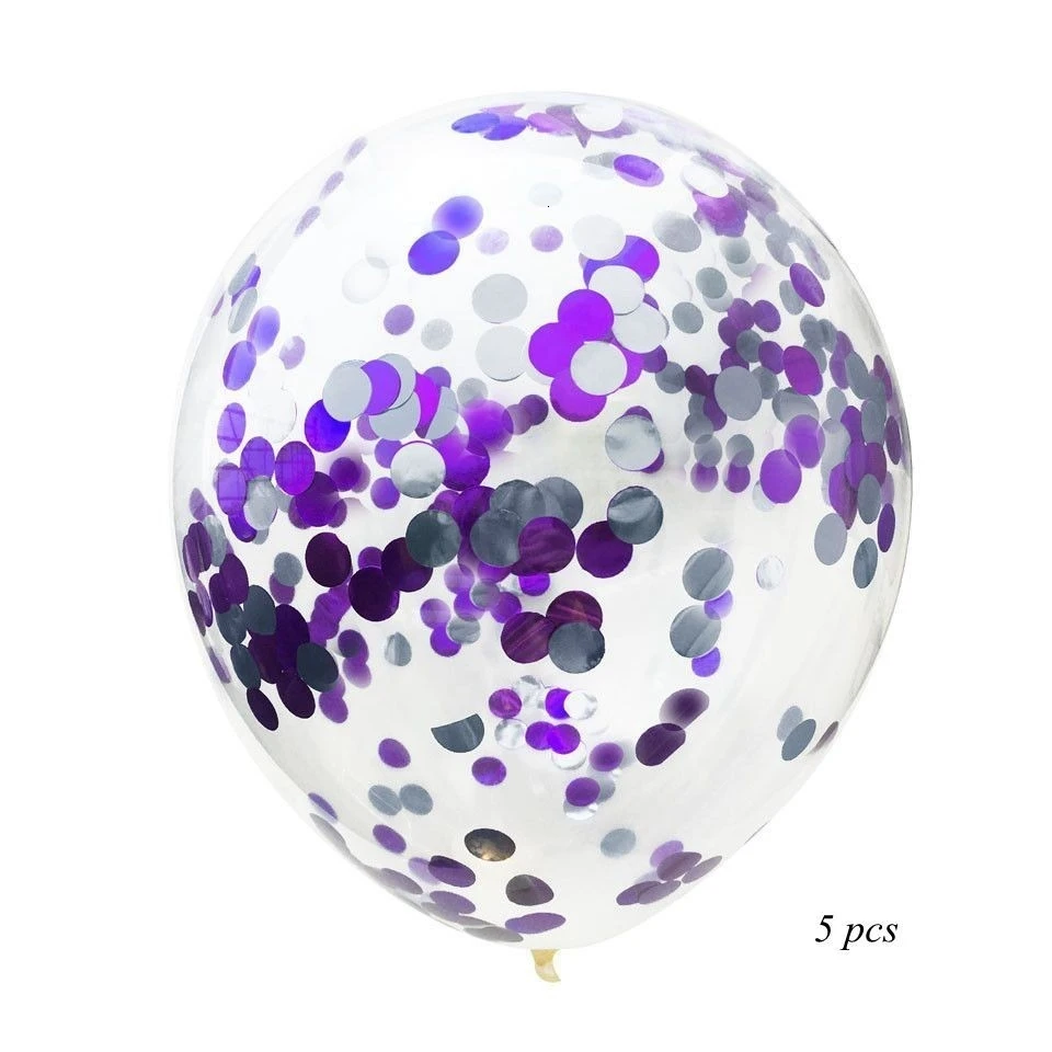 Purple Silver 5 шт. 12 дюймов многоцветный воздушный шар "Конфетти" фольгированный шар Свадебная вечеринка украшение утолщение груша шары украшения на день рождения - Цвет: Purple Silver