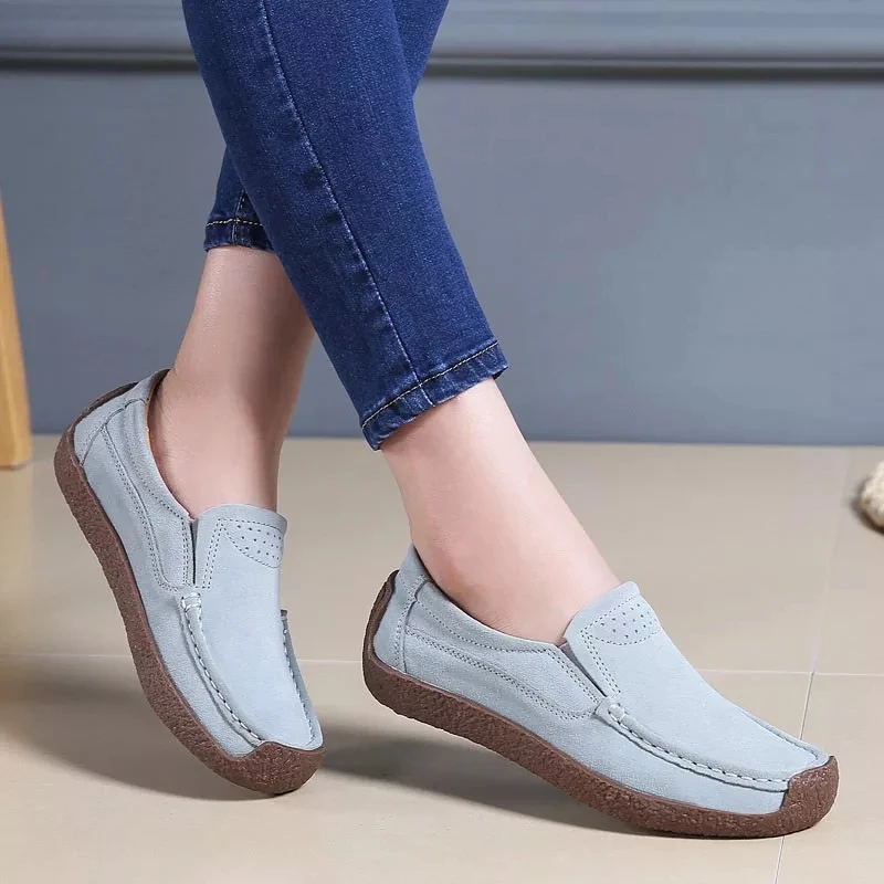 

Ladies sneakers leather breathable casual flat shoes loafers 2021