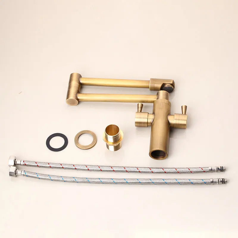 

JIENI Antique Brass 360 Swivel Kitchen Faucet Spray 2 Handles Solid Brass Black ORB Chrome Kitchen Vessel Sink Faucet Mixer Tap