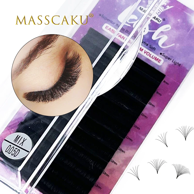 

One second rapid blooming 12 lines eyelash extension soft cilios volume natural synthetic fiber materials lashes from masscaku