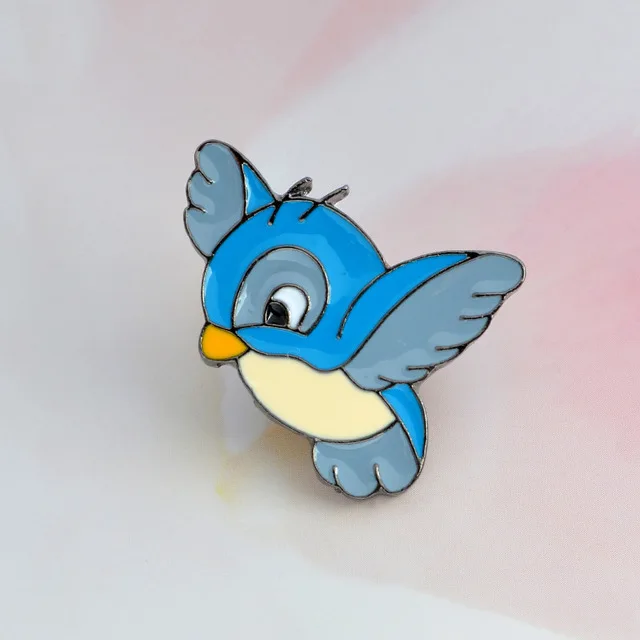 

1pcs blue bird enamel pins cartoon bird brooch denim jacket button shirt brooch badge