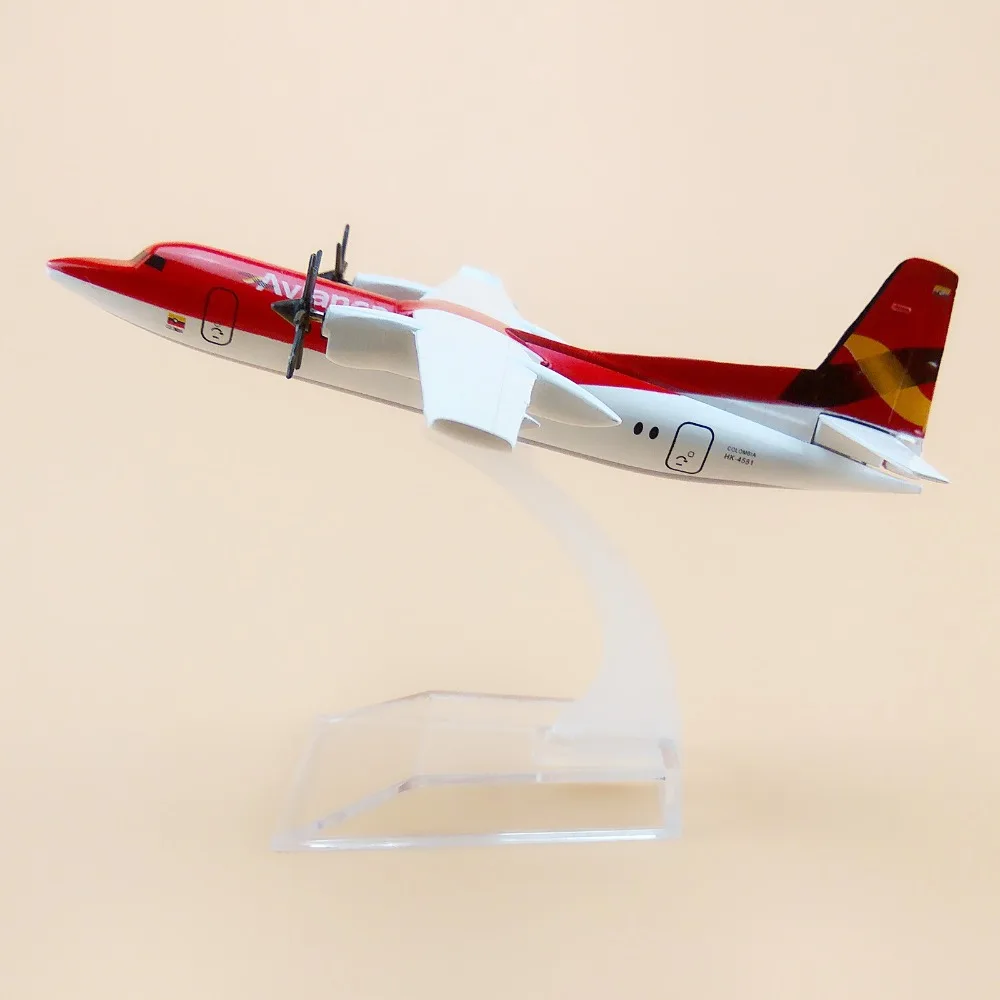 

16cm Red Alloy Metal Air Colombia Avianca Fokker F-50 F50 Airlines Airways Plane Model Aircraft Airplane Model w Stand