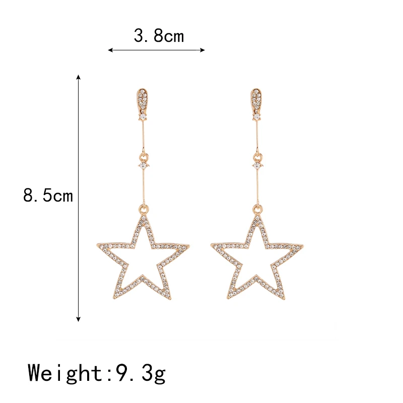 Корейские длинные серьги роскошные стразы пентаграмма модные для женщин 2021