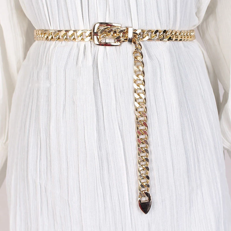 

2021 New Fashion Simple Waist Chain Belts Female Elegant Metal Alloy Jeans Belt Sexy Body Chain for Women Jewelry Gift 103cm