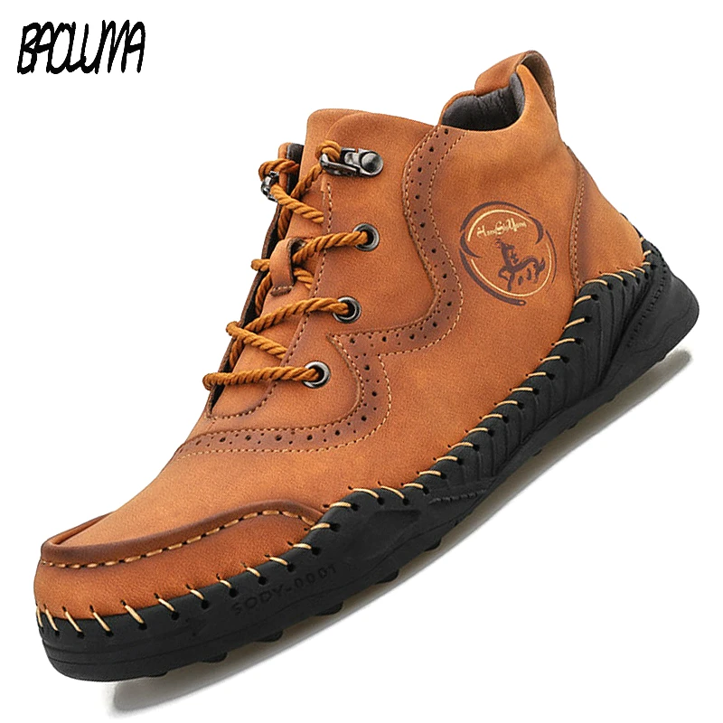 Ботильоны мужские кожаные мягкие удобные байкерские ботинки модная обувь