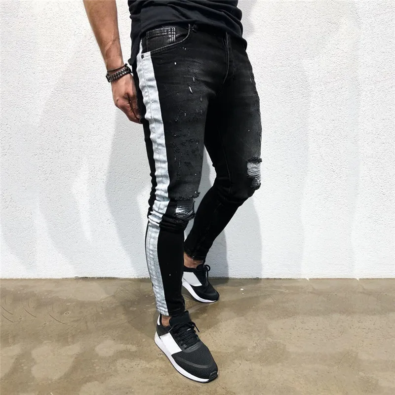 New 2019 Men's Skinny Jeans Fashion Streetwear Hip Hop Slim Fit Male Stretchy Pencils Denim Causal Pants US Size | Мужская одежда
