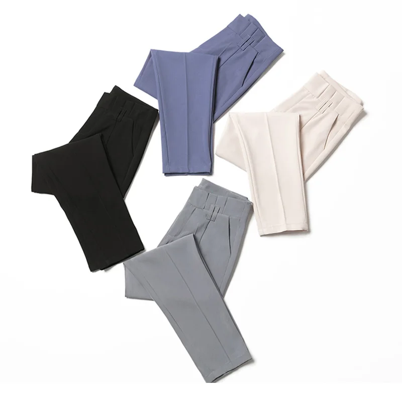 

Limiguyue Black Beige Suit Pants Women High Waist Pants Sashes Pockets Office Lady Casual Breathable Bud Harem Trousers K1138