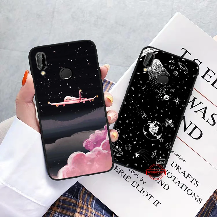 110W белый луны и звезд Космос астронавт силиконовый чехол для Huawei P8 P9 мини P10 P20 P30