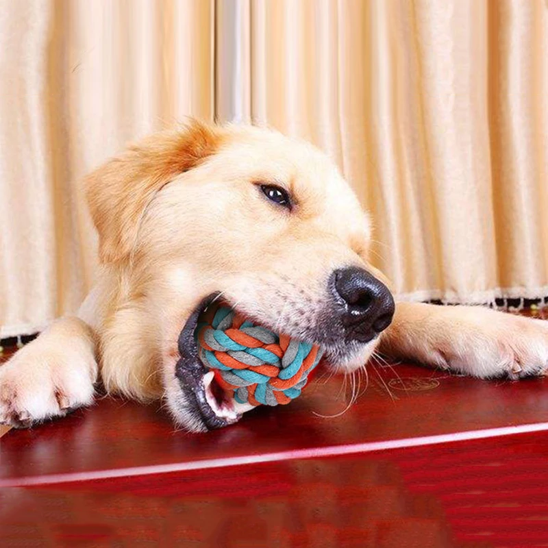 

Dog Chewing Toy Cotton Rope Ball Pet Molar Teeth Cleaning Kit Tough Strong Knot Bite Toy Interactive Puppy Training Fun Supplies