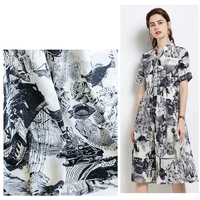 new chinese style fashion print fabric plain chiffon fabric for pants skirt womens clothing fabric designer fabric
