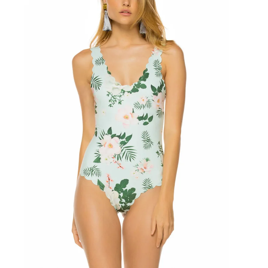 Женский купальник пуш-ап винтажный монокини с цветочным принтом пляжная одежда