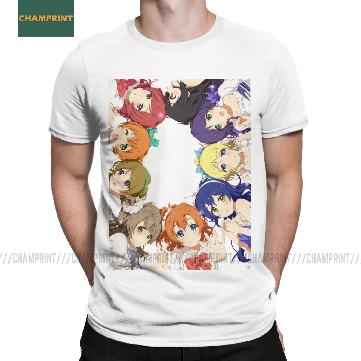 Футболка мужская с принтом Love Live Muse топ из чистого хлопка коротким рукавом аниме