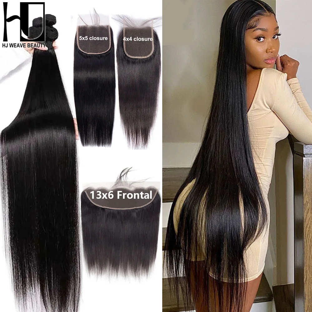 

13x4 13x6 HD Lace Frontal Brazilian Human Hair Weave 4X4 5x5 Hair Bundles With Closure Straight Human Hair Bundles With Frontal