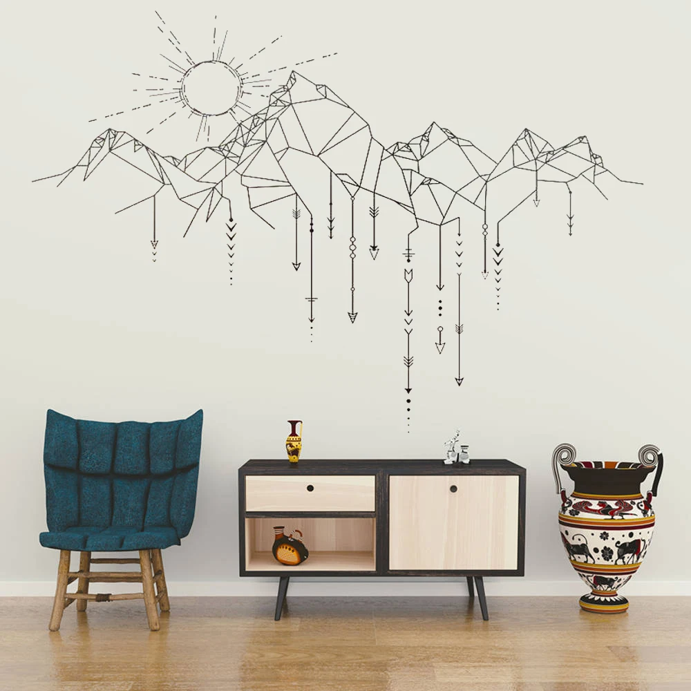 

Wall Decal Vinyl Sticker Sun Mountain Arrow Wall Art Design Mural Living Room House Home Decoration Wallpaper DIY Decor WW-242