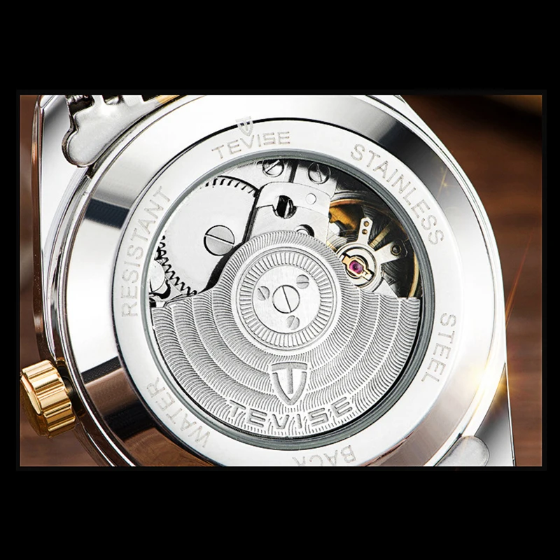 

Tevise Top Luxury Automatic Mechanical Watches Men Self Wind Stainless Steel And Leather Band Luminous Auto Date Wristwatches