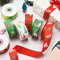 10 yardsroll christmas printed ribbon 25mm polyester ribbons for gift wrapping wedding decoration new year decoration