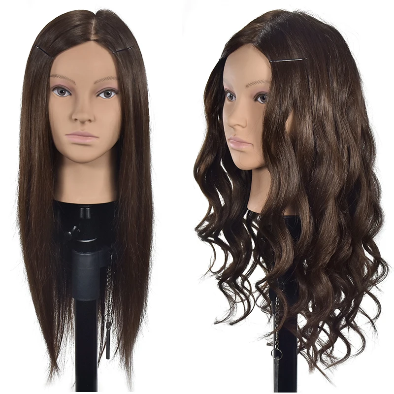 Манекен головы Парикмахерская с 30% волосами животных для причесок