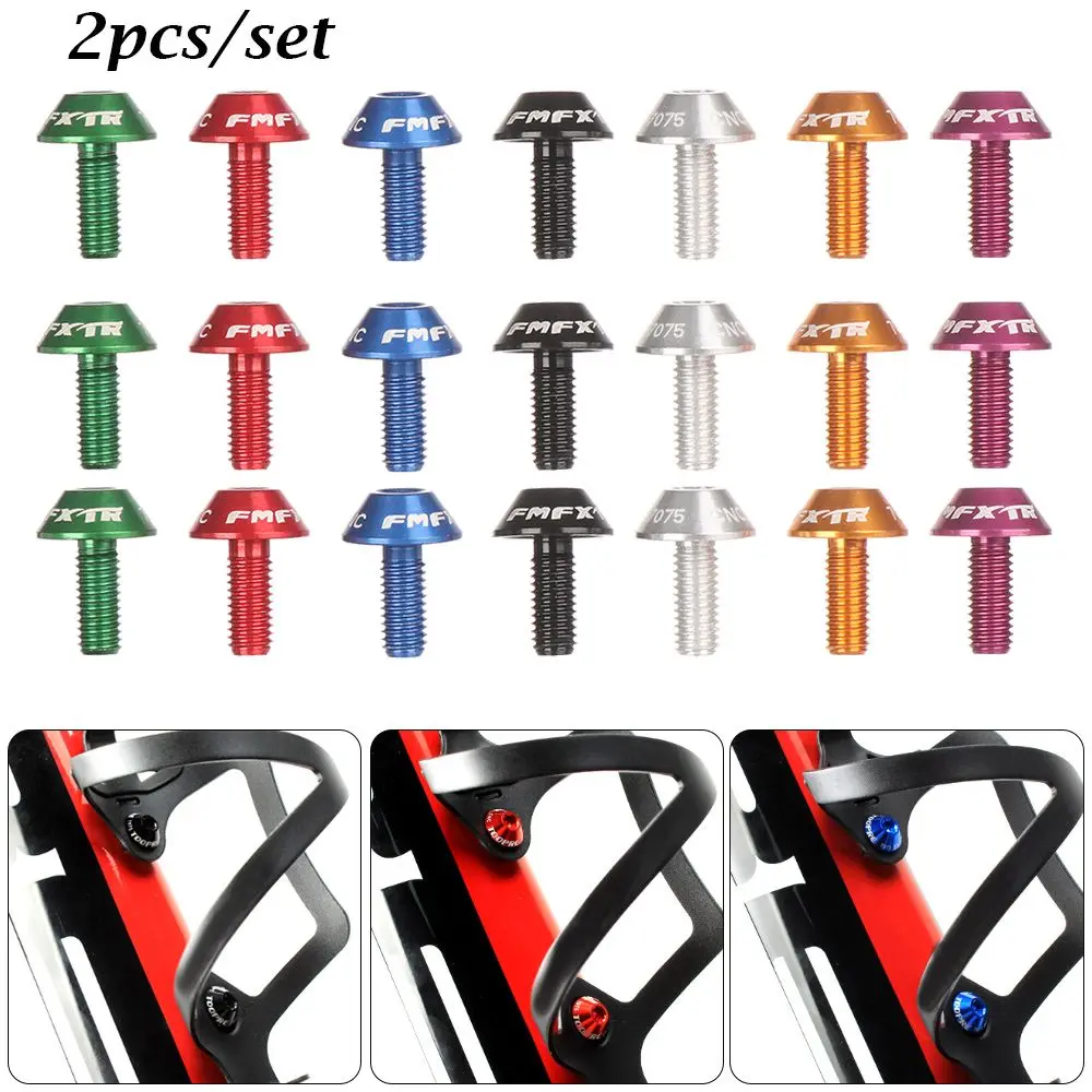 2pcs Aluminum Alloy Bicycle Water Bottle Holder Cage Screw Bolts Durable Colorful Bike Accessory M5x12mm Stainless Steel Screw