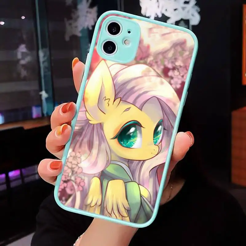 

CUTE little pony rainbow color Phone Case Matte Transparent for iPhone 7 8 11 12 s mini pro X XS XR MAX Plus cover funda