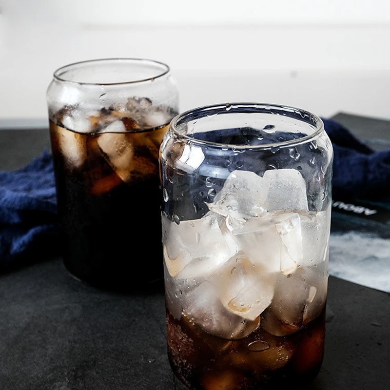 

Polarina Tea Juice Milk Coffee Mug Creative Glass Can Wine Glass Drink Cup High Borosilicate Glass Durable Drinkware