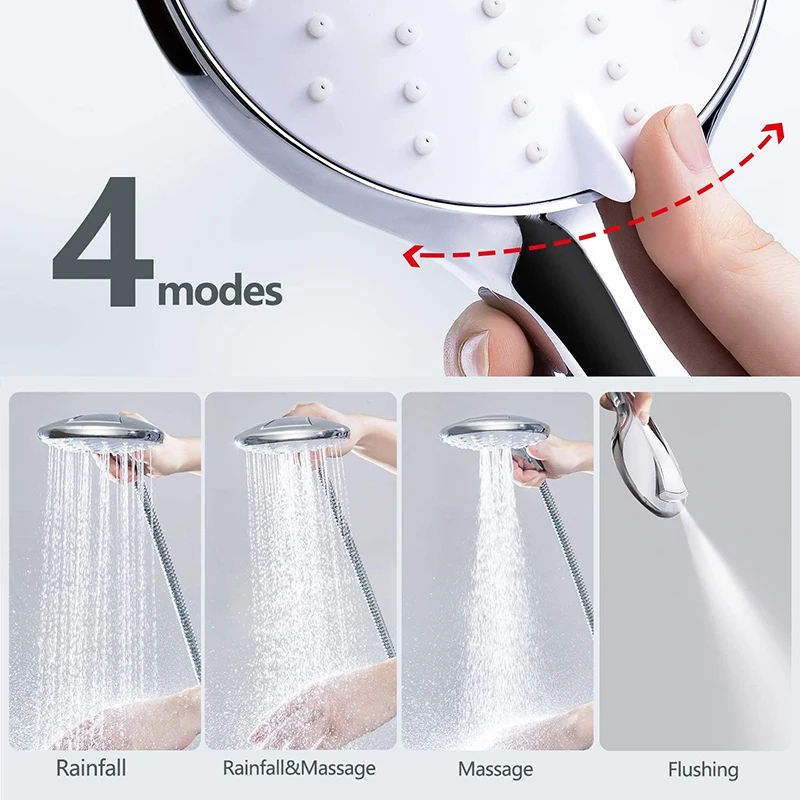 

Shower Head, Pressure Boosting Shower Head, Large Panel Eco Shower Head, Updated Elegant Chrome Shower Head 4 Spraying