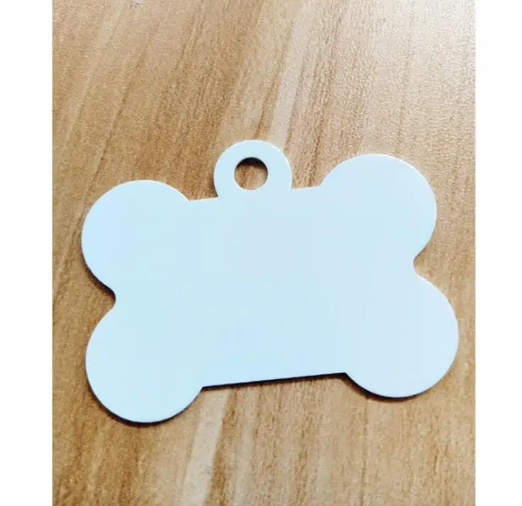 100pcs Sublimation DIY Blank White Metal Bone Pet Dog tag ID Card