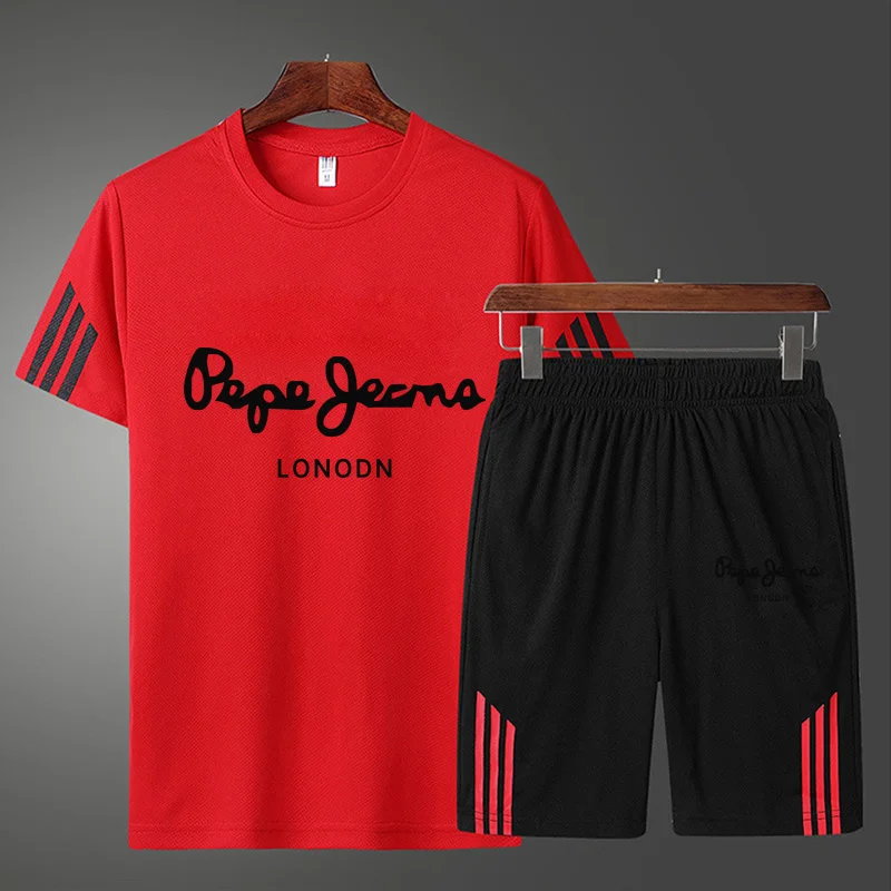 

New Quick-drying Gym Fitness Running Suit Fashion Short Style Men's Casual Sports Printing Suit Sports Fashion Suit 2021