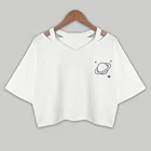 Топы, высокое качество, на каждый день, Planet с принтом короткий рукав Топ Блузка женские летние топы; Модная одежда; # nr