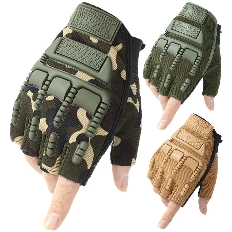 Перчатки мужские с открытыми пальцами летние мотоциклетные митенки военные