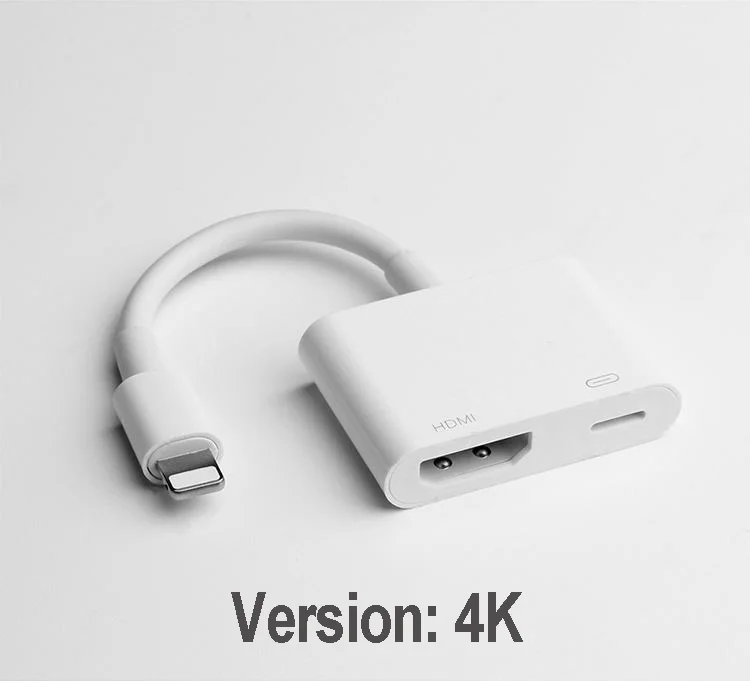4K Reilim для Lightning-HDMI адаптер AV видео для iPad к hdmi hd адаптер Разъем для iphone 7 8 X PLUS - Цвет: 4K