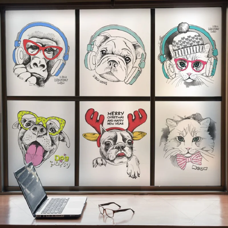 Оконная наклейка размером на заказ статическая липкая мультяшная ПВХ