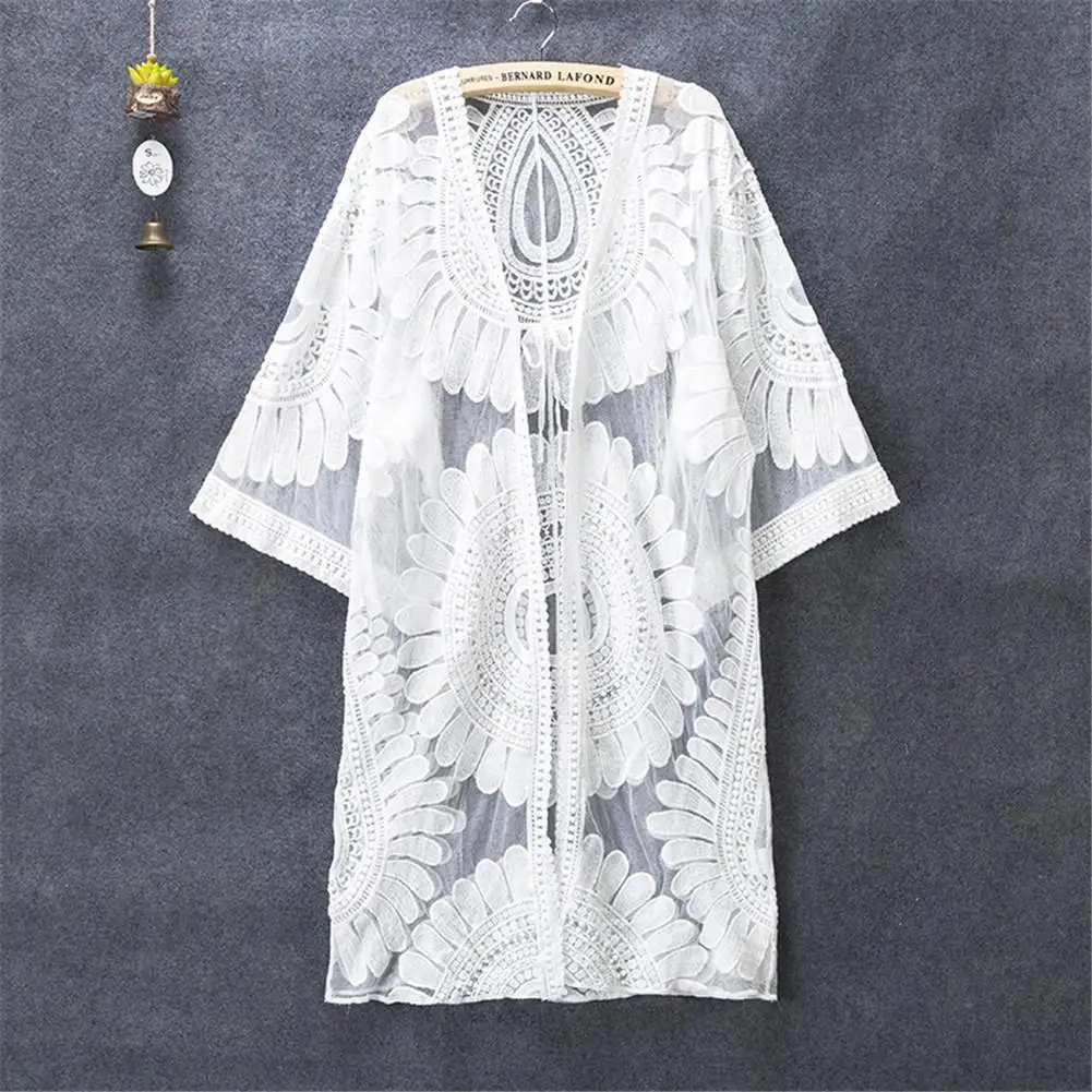 

Beach White Lace Cover Up Sexy Bikini Swimwear Women Lace Cardigan Bikini Cover Beach Cardigan Bathing Suit Cover Ups