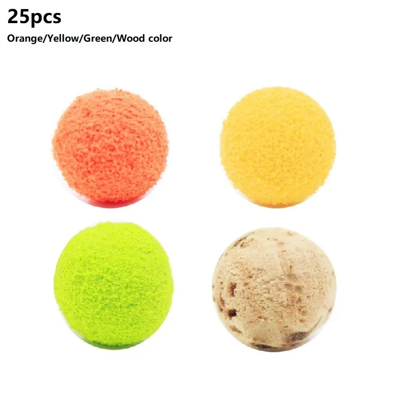 

25PCS Float Ball 10mm EVA Boilies Poppers Carp Fishing EVA Float Ball Orange/Yellow/wood Color/Green Fishing Gear Supplies