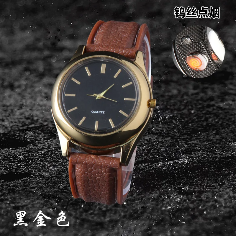 Электронная кожаная Зажигалка для часов с USB высококлассная перезаряжаемая