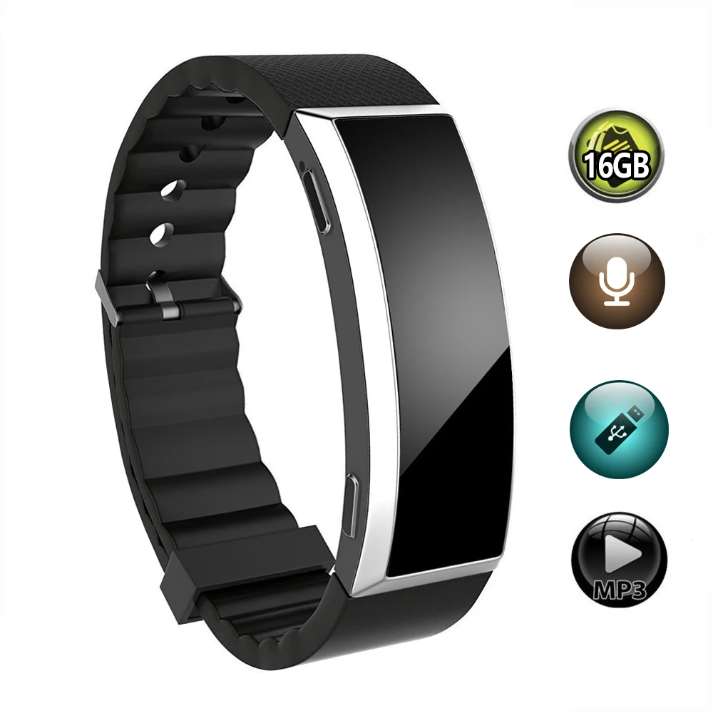 

FOR New 8 16GB Voice Recorder Watch Audio Wristband Bracelet Recording Device for Lectures 20 Hours Working No Screen Display