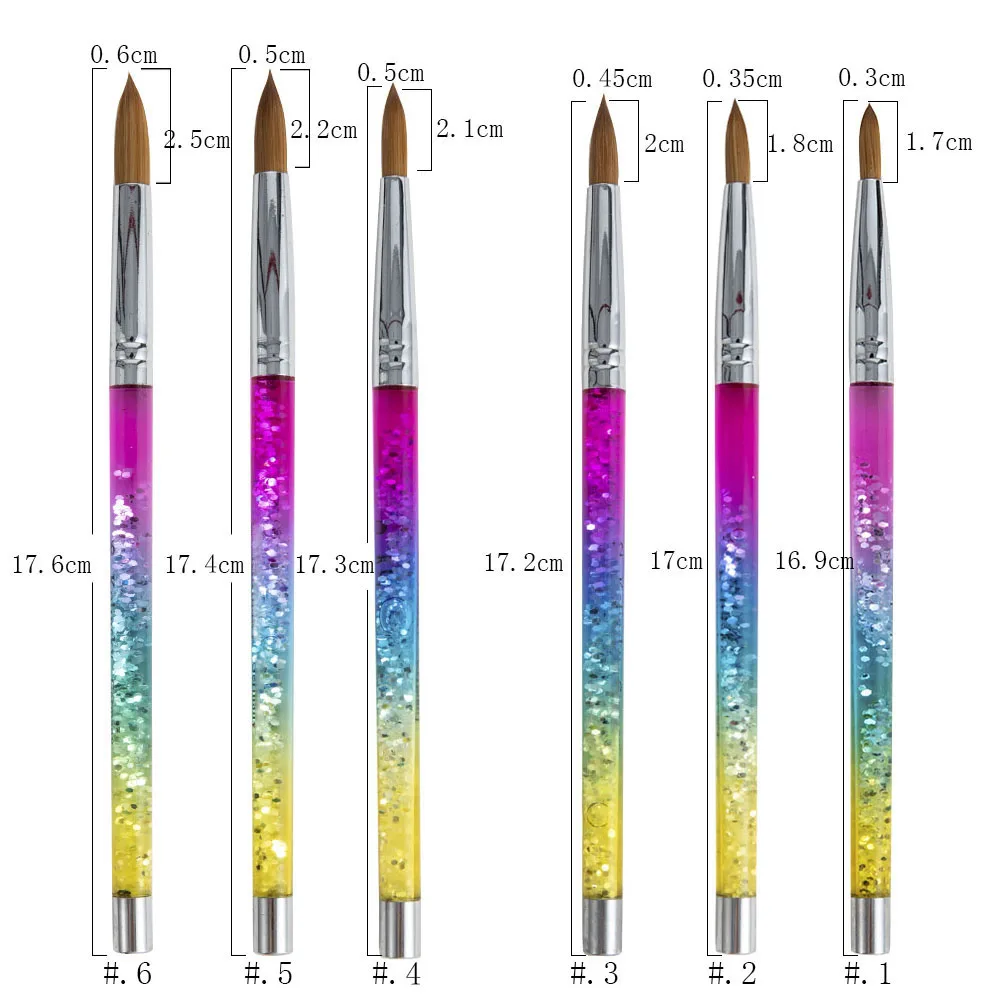 

1Pcs Professional Painted Pen Nail Brushes Tools Rainbow Acrylic Nail Brush Nylon Sable Hair with Crimp Round Liquid Sequins