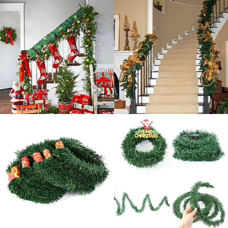 

5.2/5.5m Christmas Pine Needle Rattan Vine Christmas Tree Ornament Pendant New Year Garden Home Xmas Party Decoration Navidad