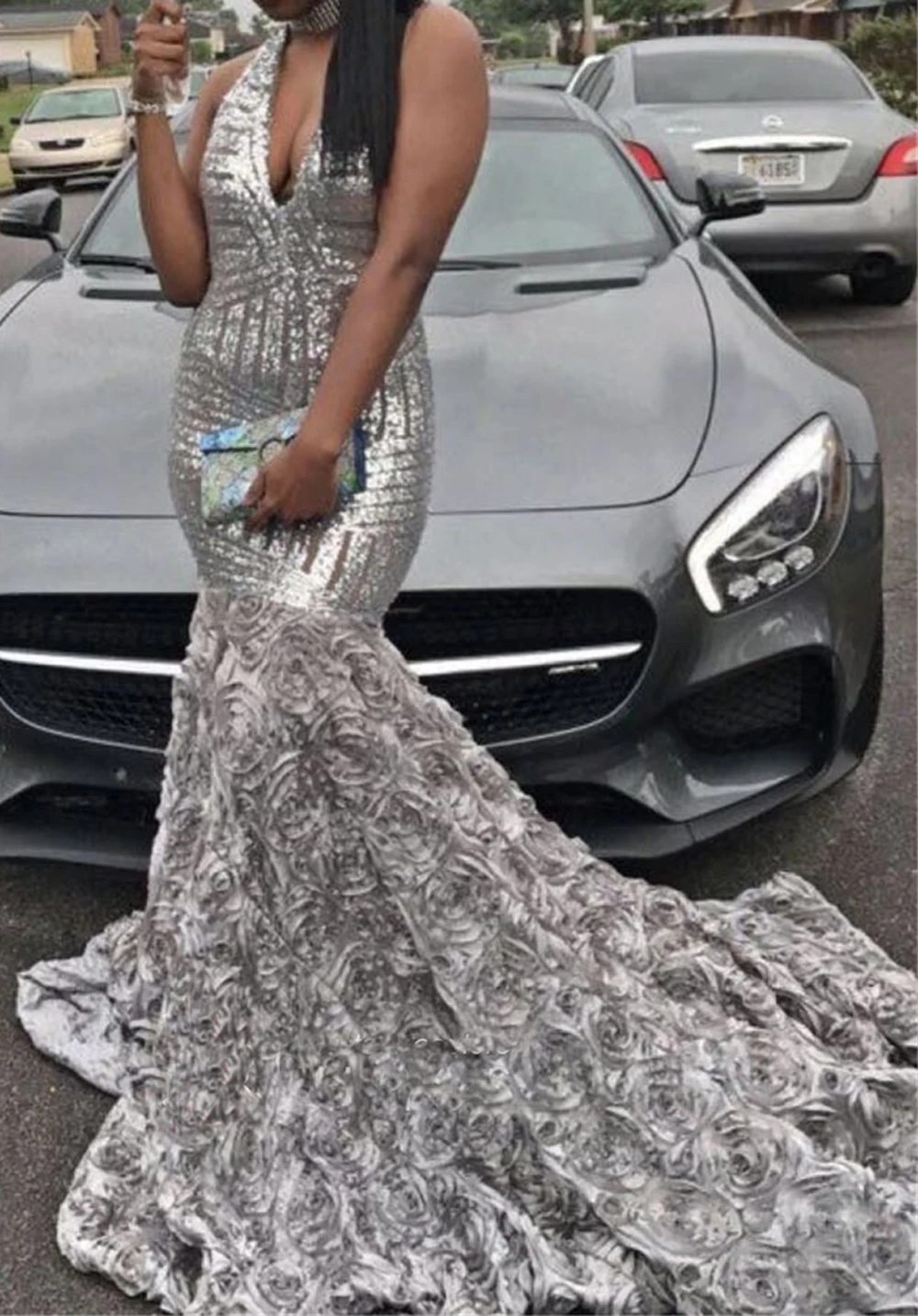 Lanvendia женское серебряное Бисероплетение Кружева платья для выпускного вечера