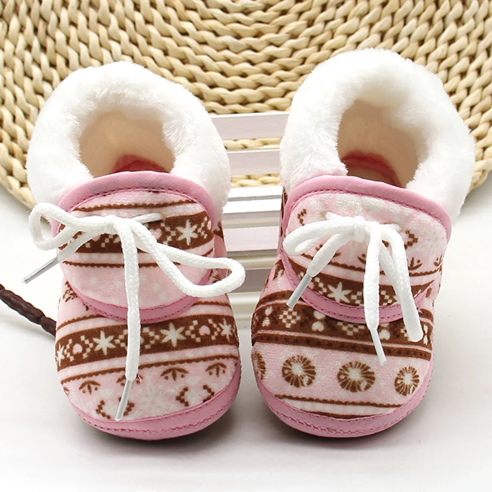 

Winter Baby First Walkers Cute Print Shoes 0-1Y Newborns Infant Soft Walking Shoes Baby Boys Girls Non-slip Toddler Warm Shoes
