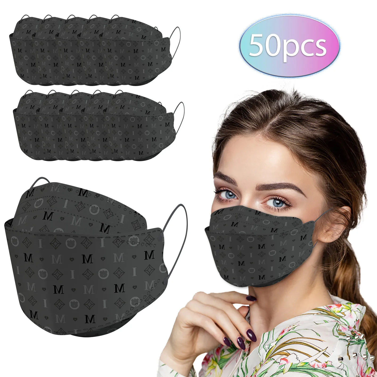 

Mascarillas 10/20/30/40/50pcs Maske Adult Mouth Mask Breathable Dustproof Face Cover Unisex Fish Non-woven Respirator Masque