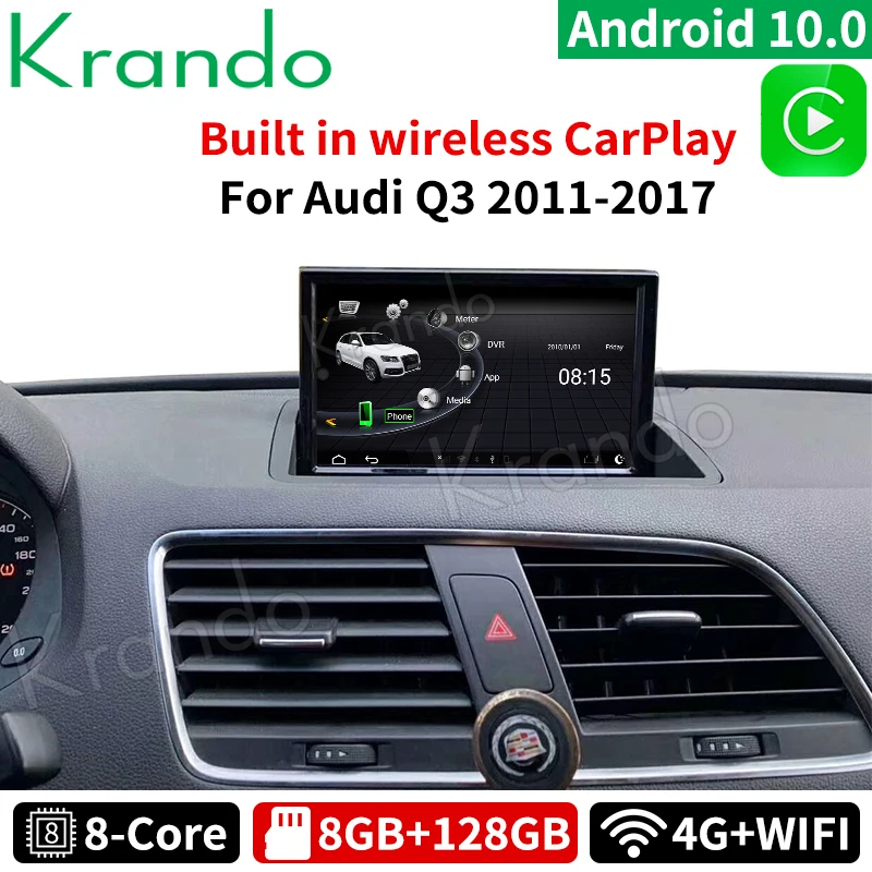 Krando Android 10 0 8 ''IPS 8G 128G автомобиль радио аудио стерео GPS для Audi Q3 2011 2017 мультимедиа