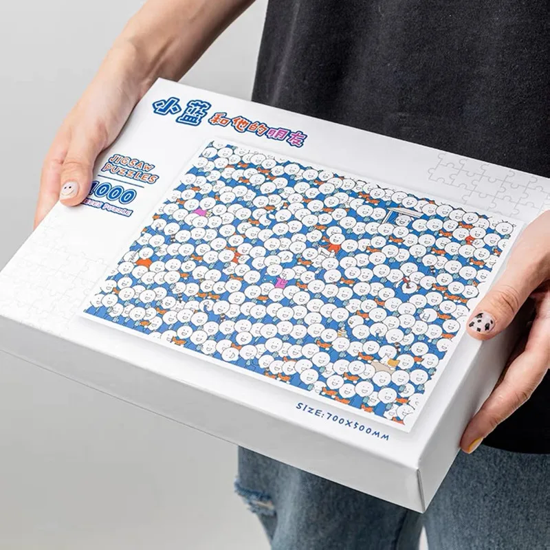 DIY маленькая синяя головоломка тысячи штук хитрых игрушек с Бобиной креативная