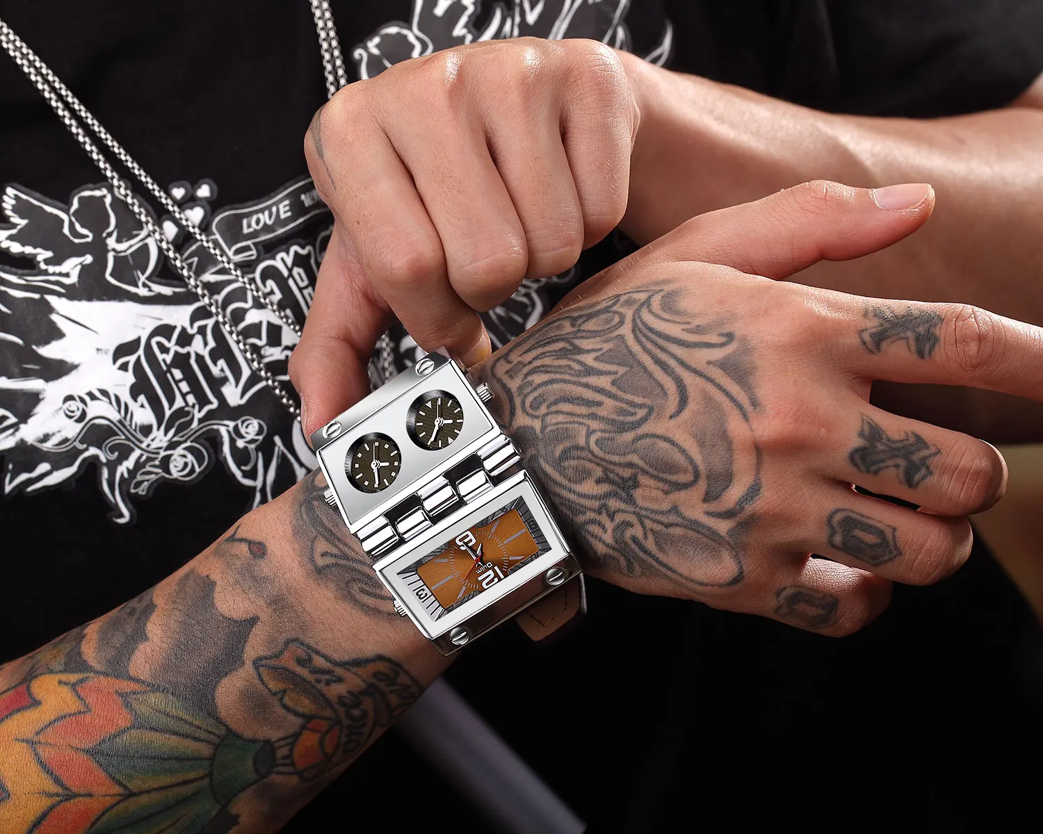 

Men's Fashion Foldable Quartz Watches Unique Dual Dial Design Men Wristwatch Business Casual Sport Male Watch