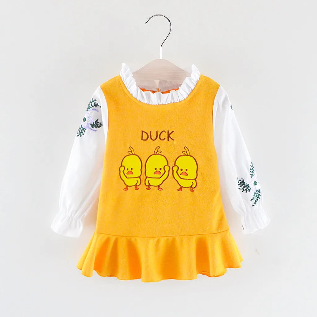 Детские платья для девочек зимнее платье с длинными рукавами и круглым вырезом