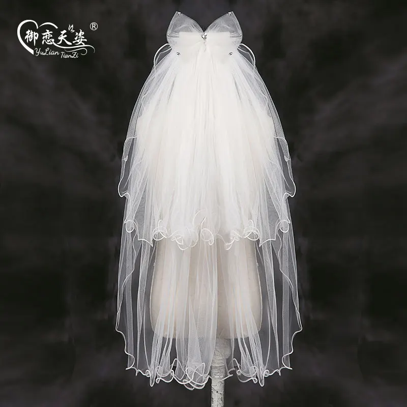 Головной убор для девочки свадебное белое платье с вуалью двухслойная повязка